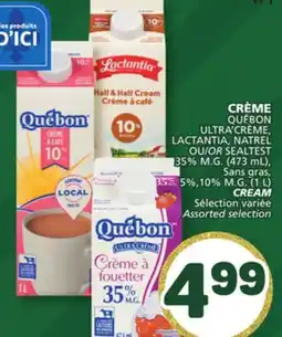Marché Bonichoix LACTANTIA, NATREL OR SEALTEST 35% M.G. (473 mL), 5%,10% M.G. (1 L) CREAM offer