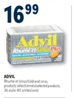 Familiprix ADVIL,Cold and sinus, produits selected products, 36 or 40 units offer