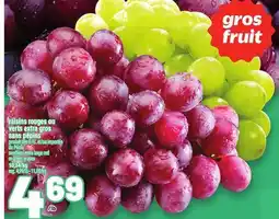 Metro RAISINS ROUGES OU VERTS EXTRA GROS SANS PÉPINS | SEEDLESS EXTRA LARGE RED OR GREEN GRAPES offer