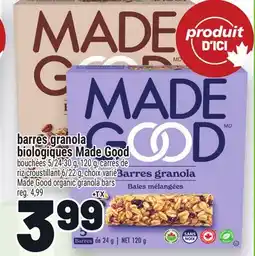 Metro BARRES GRANOLA BIOLOGIQUES MADE GOOD | MADE GOOD ORGANIC GRANOLA BARS offer