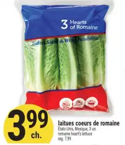 Marché Adonis LAITUES COEURS DE ROMAINE | ROMAINE HEART'S LETTUCE offer