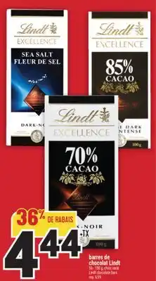 Marché Adonis BARRES DE CHOCOLAT LINDT | LINDT CHOCOLATE BARS offer