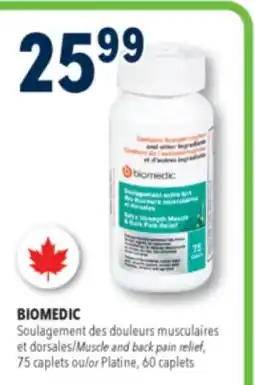 Familiprix BIOMEDIC Muscle and back pain relief, 75 caplets or Platine, 60 caplets offer