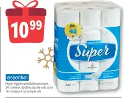 Familiprix ESSENTIEL, Bathroom tissue, 24 double rolls or 16 triple rolls offer