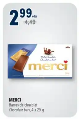 Familiprix MERCI Chocolate bars, 4 x 25 g offer