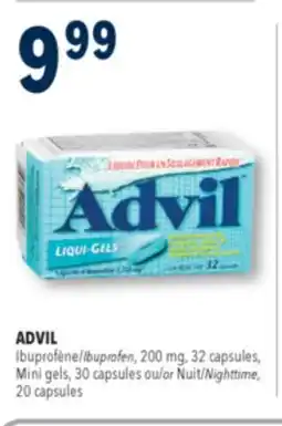Familiprix ADVIL Ibuprofen, 200 mg, 32 capsules, Mini gels, 30 capsules or Nighttime, 20 capsules offer