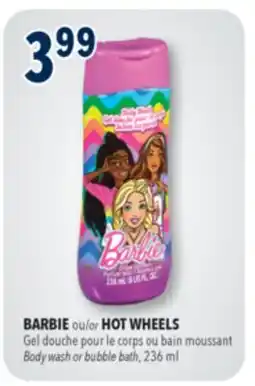Familiprix BARBIE or HOT WHEELS, Body wash or bubble bath, 236 ml offer
