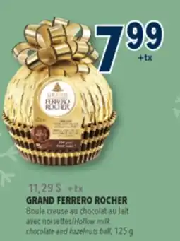 Familiprix GRAND FERRERO ROCHER, Hollow milk chocolate and hazelnuts ball, 125g offer