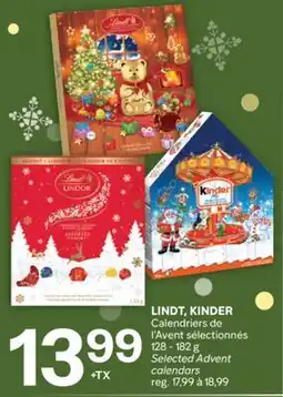 Brunet LINDT, KINDER Calendriers de l'Avent sélectionnés offer
