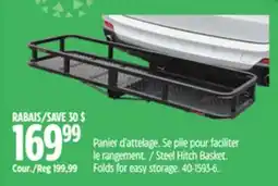 Canadian Tire MOTOMASTER Steel Hitch Basket. Folds for easy storage offer