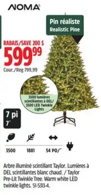 Canadian Tire NOMA Taylor Pre-Lit Twinkle Tree. Warm white LED twinkle lights offer
