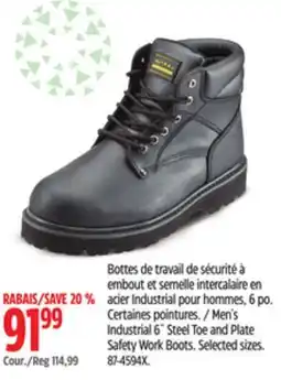 Canadian Tire Men's Industrial 6˝ Steel Toe and Plate Safety Work Boots offer