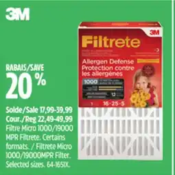 Canadian Tire Filtrete Micro 1000/19000MPR Filter offer