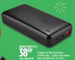 Canadian Tire Carbon Fibre Power Bank, 20,000 mAh offer