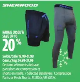 Canadian Tire Selected Baselayers, Compression Pants or Mesh Shorts offer