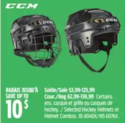 Canadian Tire Selected Hockey Helmets or Helmet Combos offer