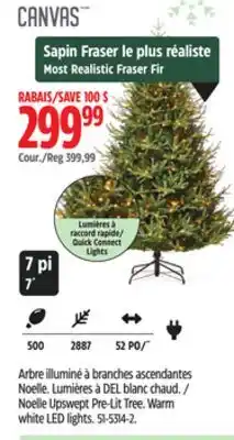 Canadian Tire Noelle Upswept Pre-Lit Tree. Warm white LED lights offer