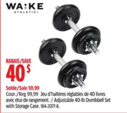 Canadian Tire Wa:ke Adjustable 40-lb Dumbbell Set with Storage Case offer