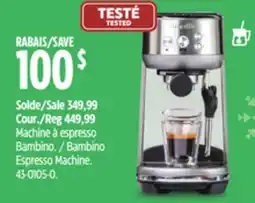 Canadian Tire Breville Bambino Espresso Machine offer