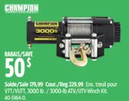Canadian Tire Champion 3000-lb ATV/UTV Winch Kit offer