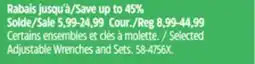 Canadian Tire Selected Adjustable Wrenches and Sets offer