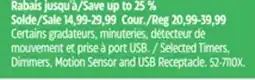Canadian Tire Type A Selected Timers, Dimmers, Motion Sensor and USB Receptacle offer