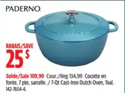 Canadian Tire Paderno 7-Qt Cast-Iron Dutch Oven, Teal offer
