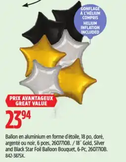 Canadian Tire 18˝ Gold, Silver and Black Star Foil Balloon Bouquet offer