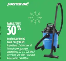Canadian Tire Mastervac 22L Wet/ Dry Shop Vac with Hose and Accessories offer