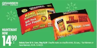 Canadian Tire Grabber Toe Warmers or Hand Warmers, 10-Pk offer