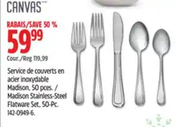 Canadian Tire Canvas Madison Stainless-Steel Flatware Set, 50-Pc offer