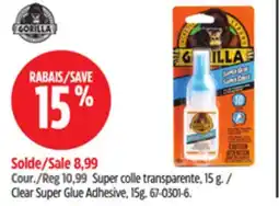 Canadian Tire Gorilla Clear Super Glue Adhesive offer