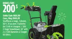 Canadian Tire Ego 56V 2-Stage Snowblower, 24 with 2x7.5Ah Batteries & Charger offer