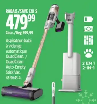 Canadian Tire QuadClean Auto-Empty Stick Vac offer