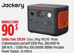 Canadian Tire Jackery E300 Plus 300/600W 288Wh Portable Power Station offer