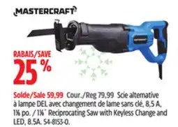 Canadian Tire Mastercraft 11⁄8˝ Reciprocating Saw with Keyless Change and LED, 8.5A offer