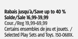 Canadian Tire Dyson Selected Play Sets and Toys offer