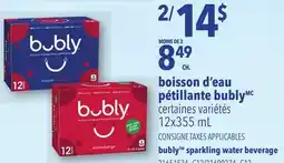 Provigo BUBLY SPARKLING WATER BEVERAGE, 12x355 mL offer
