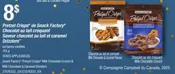 Provigo SNACK FACTORY PRETZEL CRISPS MILK CHOCOLATE CRUNCH & MILK CHOCOLATE & CARAMEL DRIZZLERS, 155 g offer