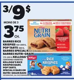 Provigo KELLOGG'S RICE KRISPIES BARS, POP TARTS, SPECIAL K BARS OR NUTRI-GRAIN BARS offer