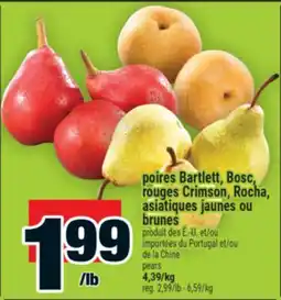 Super C poires Bartlett, Bosc, rouges Crimson, Rocha, asiatiques jaunes ou brunes | pears offer