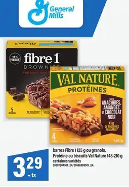 Maxi BARRES FIBRE 1, 125 G OU GRANOLA, PROTÉINE OU BISCUITS VAL NATURE, 148-210 G offer