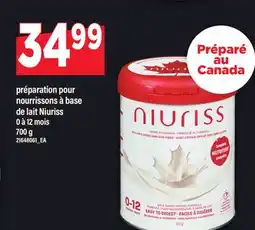 Maxi PRÉPARATION POUR NOURRISSONS À BASE DE LAIT NIURISS, 700 G offer