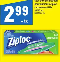 Maxi SACS DE CONSERVATION POUR ALIMENTS ZIPLOC, 30/40 UN offer