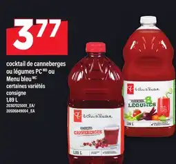 Maxi COCKTAIL DE CANNEBERGES OU LÉGUMES PC MENU BLEU, 1,89 L offer