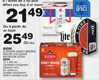 Marches Tradition SLEEMAN HONEY BROWN, MILLER LITE OR MICHELOB ULTRA BEER offer