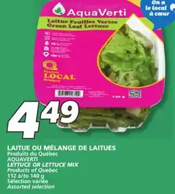 IGA AQUAVERTI LETTUCE OR LETTUCE MIX offer