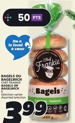 IGA CHEF FRANKIE BAGELS OR BAGELWICH offer