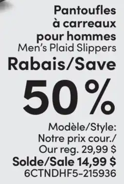L'équipeur Men's Plaid Slippers Save 50% offer