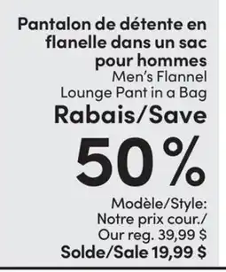 L'équipeur Men's Flannel Lounge Pant in a Bag offer